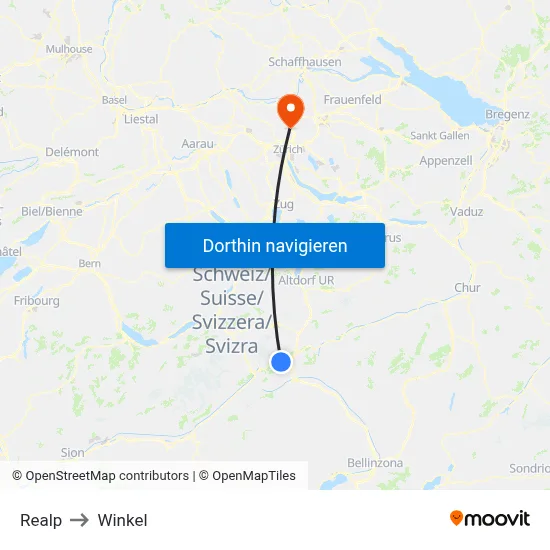 Realp to Winkel map