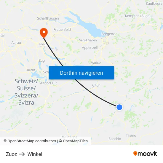 Zuoz to Winkel map