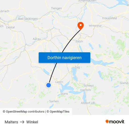 Malters to Winkel map