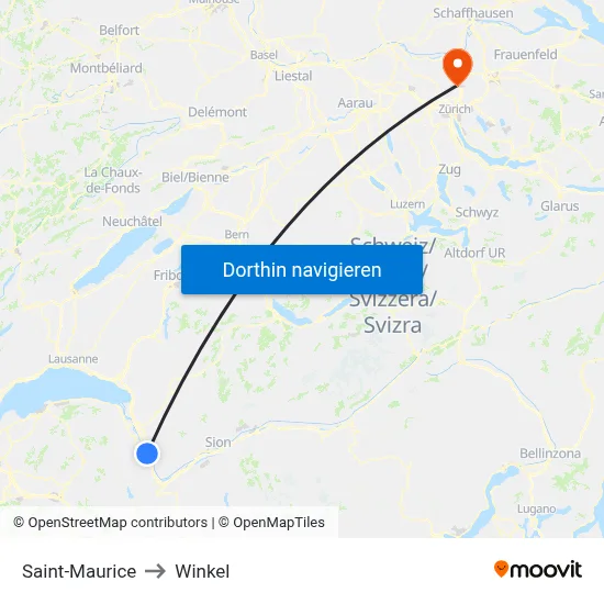 Saint-Maurice to Winkel map