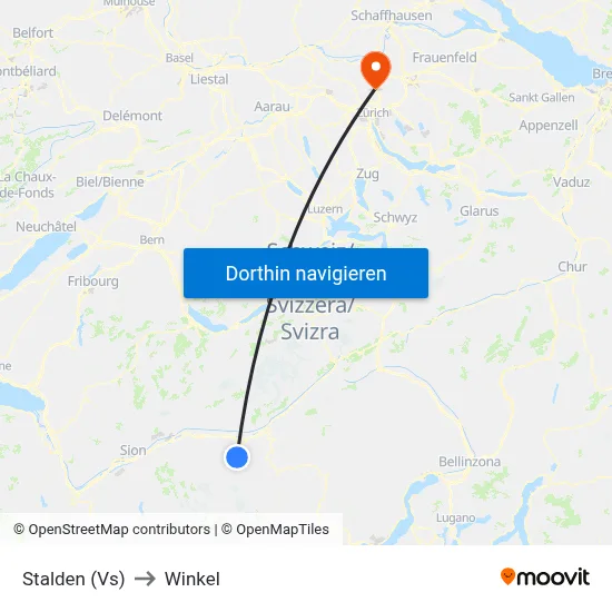 Stalden (Vs) to Winkel map