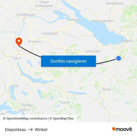 Diepoldsau to Winkel map