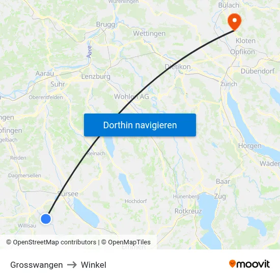 Grosswangen to Winkel map