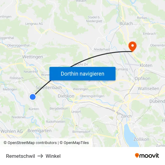 Remetschwil to Winkel map