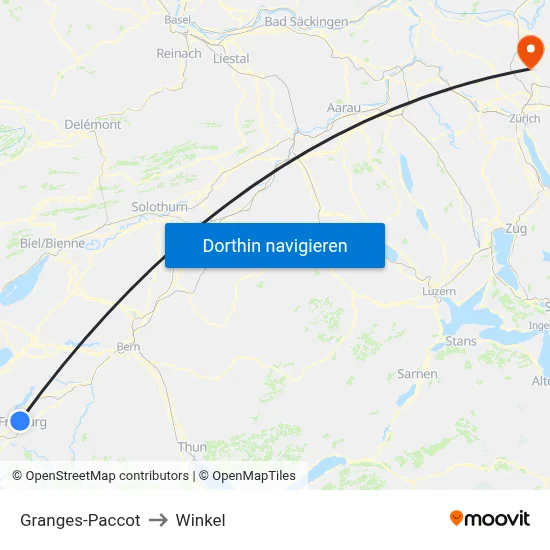 Granges-Paccot to Winkel map