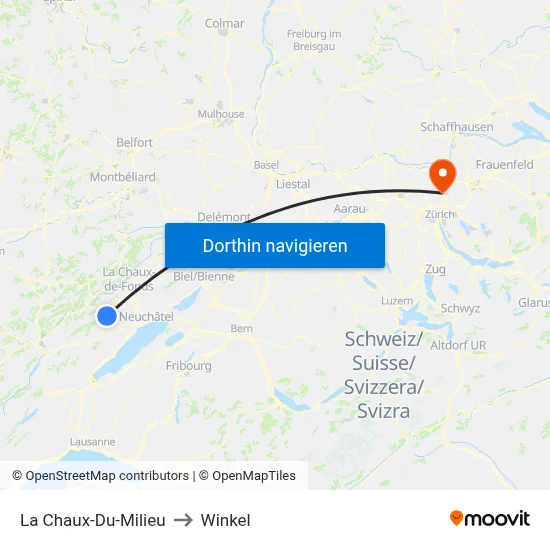 La Chaux-Du-Milieu to Winkel map