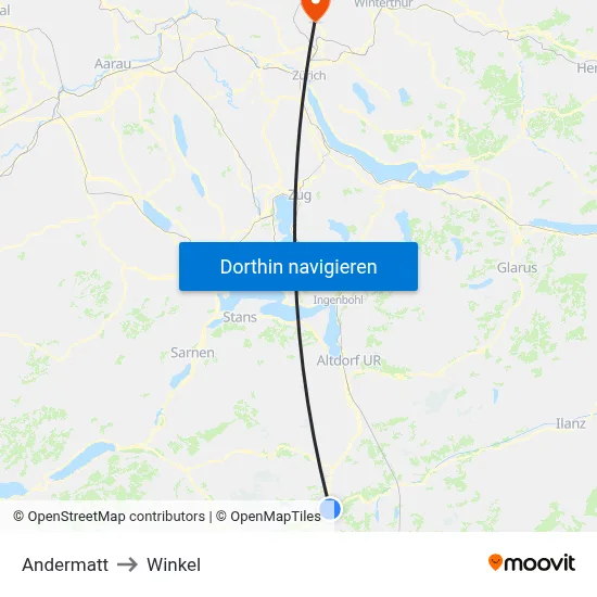 Andermatt to Winkel map