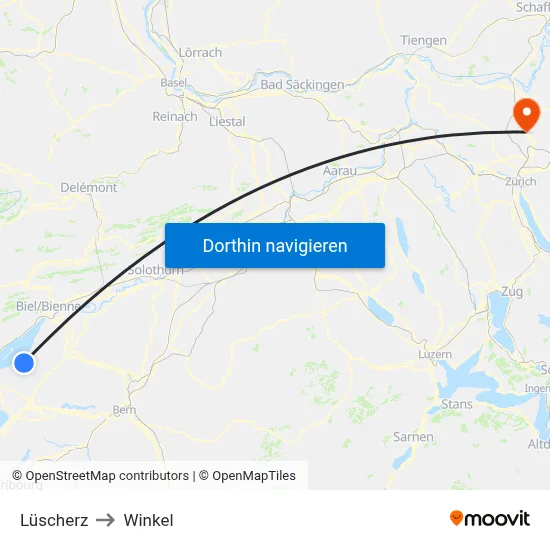 Lüscherz to Winkel map