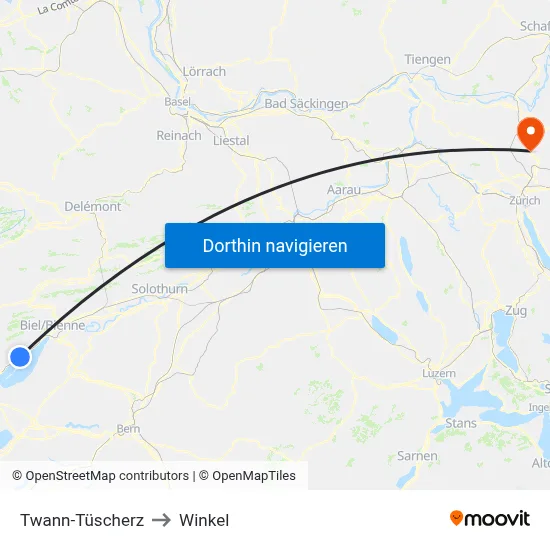 Twann-Tüscherz to Winkel map