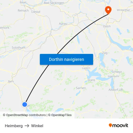 Heimberg to Winkel map