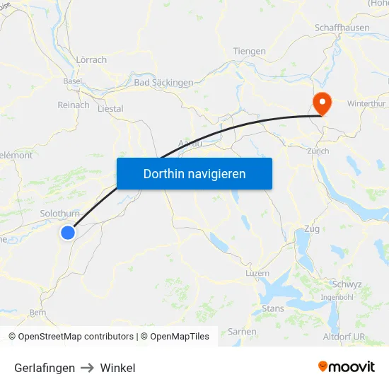 Gerlafingen to Winkel map