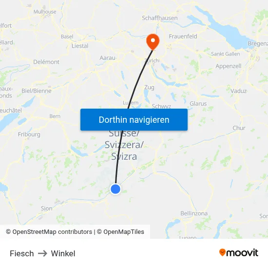 Fiesch to Winkel map