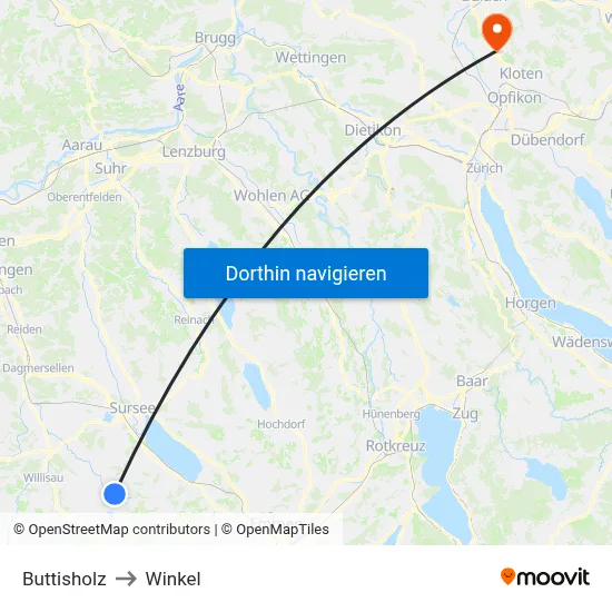Buttisholz to Winkel map