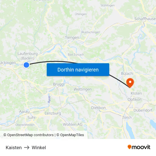 Kaisten to Winkel map