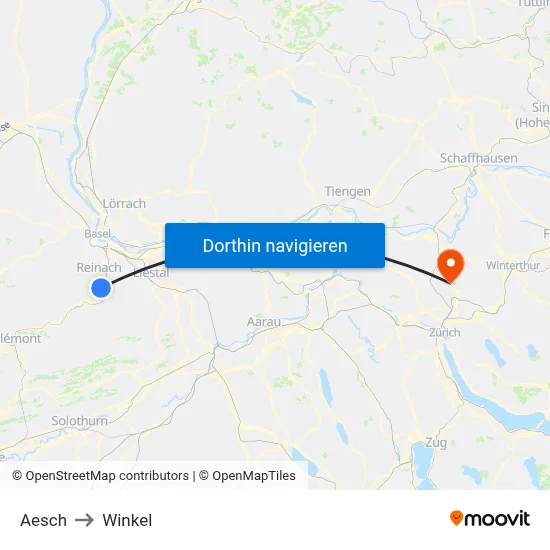 Aesch to Winkel map