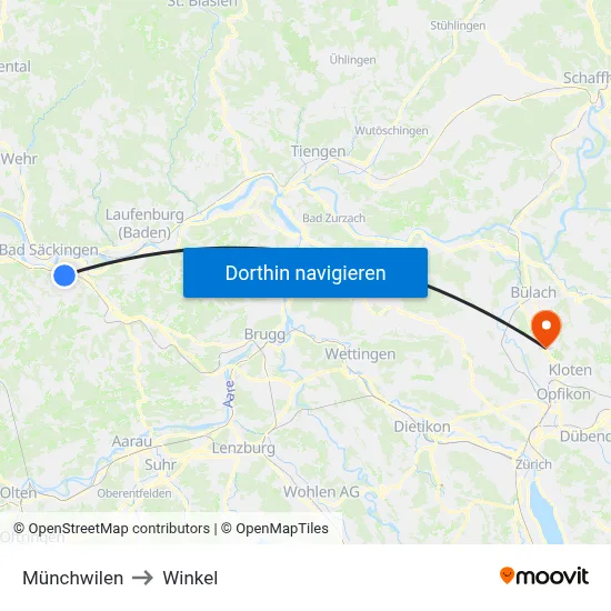 Münchwilen to Winkel map