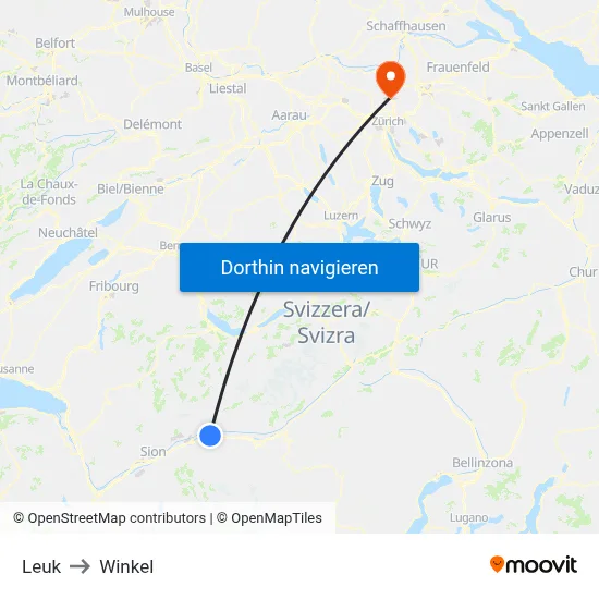 Leuk to Winkel map