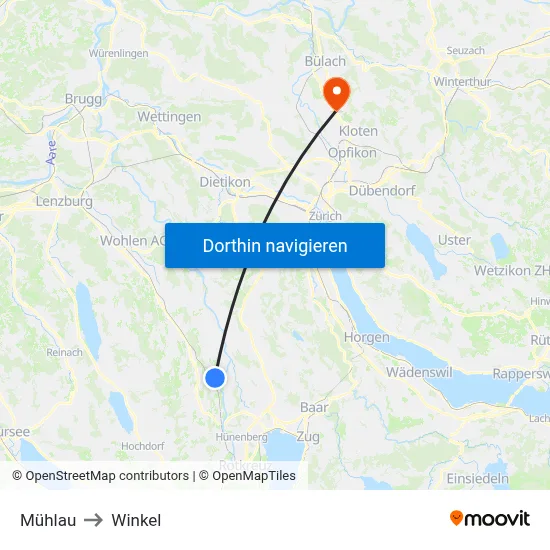 Mühlau to Winkel map