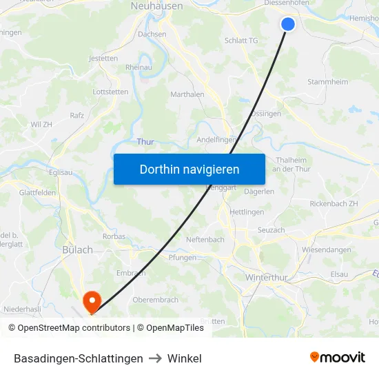 Basadingen-Schlattingen to Winkel map