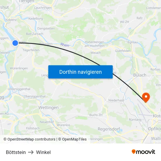 Böttstein to Winkel map