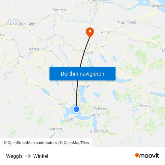 Weggis to Winkel map