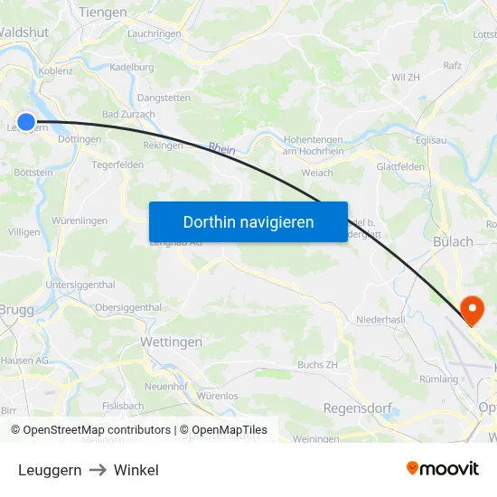 Leuggern to Winkel map