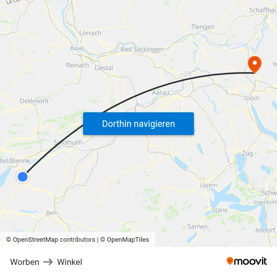 Worben to Winkel map