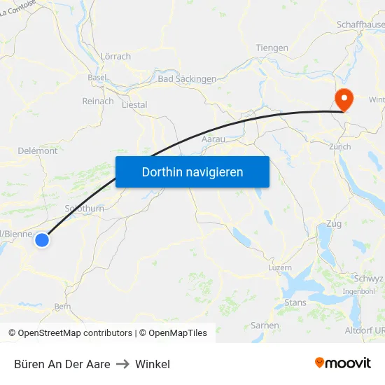 Büren An Der Aare to Winkel map