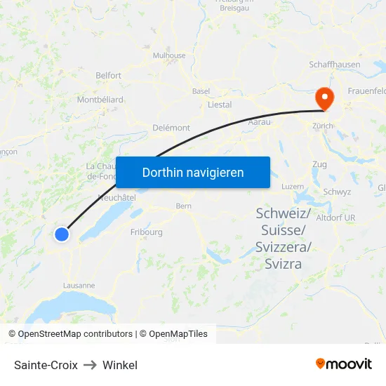 Sainte-Croix to Winkel map