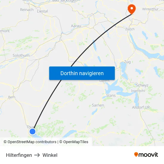 Hilterfingen to Winkel map