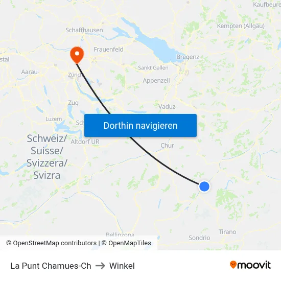 La Punt Chamues-Ch to Winkel map