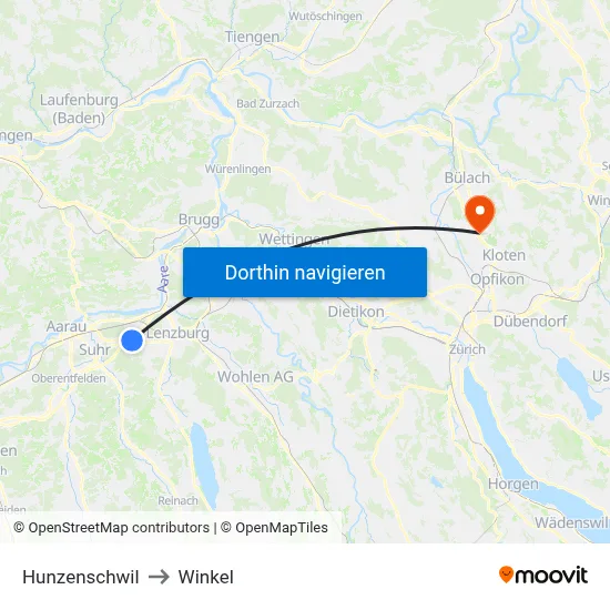 Hunzenschwil to Winkel map