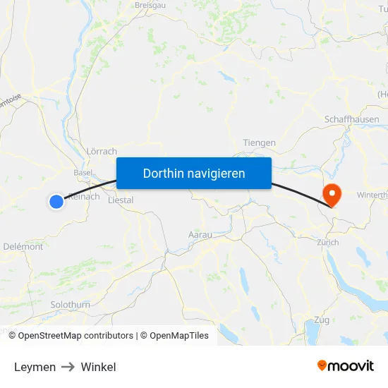 Leymen to Winkel map