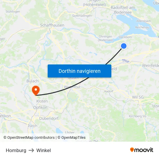 Homburg to Winkel map