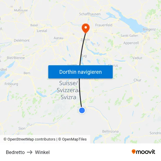 Bedretto to Winkel map