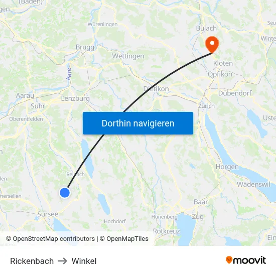 Rickenbach to Winkel map