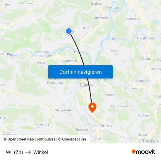 Wil (Zh) to Winkel map