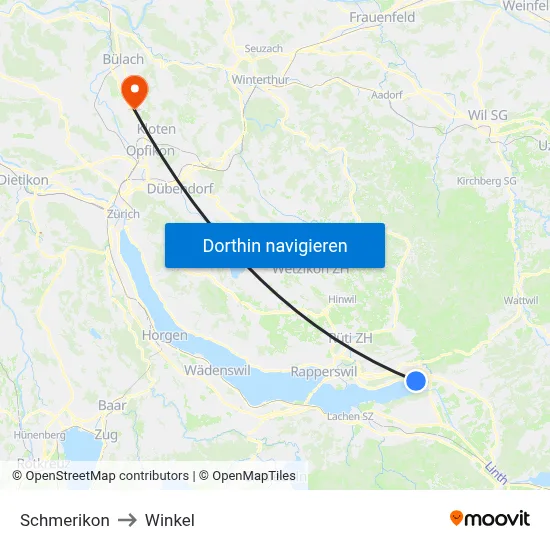 Schmerikon to Winkel map