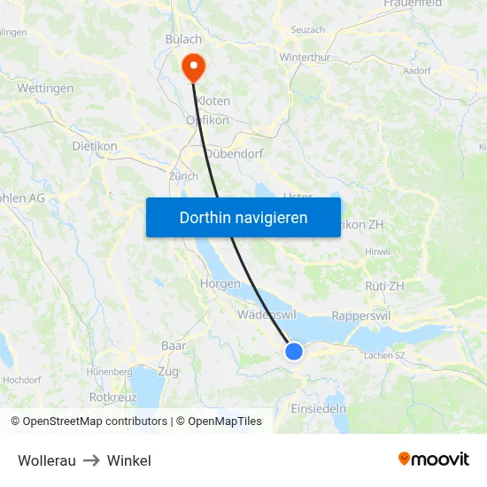 Wollerau to Winkel map