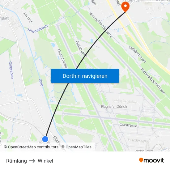 Rümlang to Winkel map