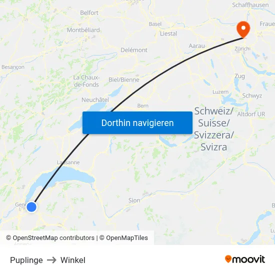 Puplinge to Winkel map