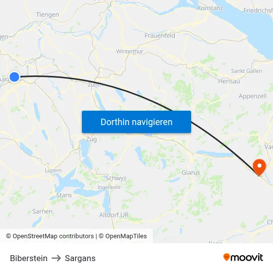 Biberstein to Sargans map