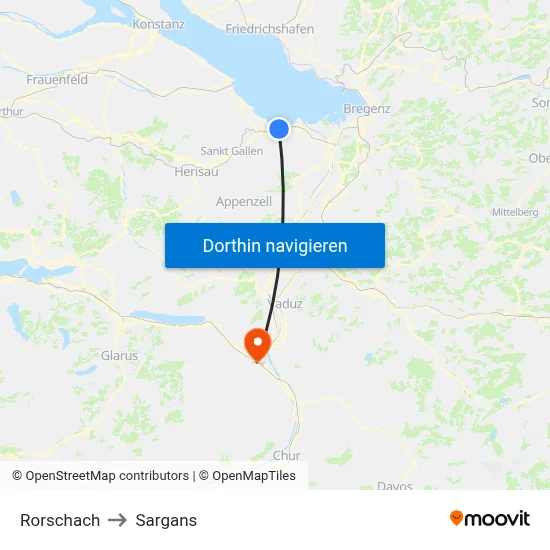 Rorschach to Sargans map