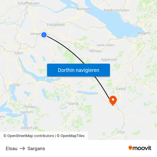 Elsau to Sargans map