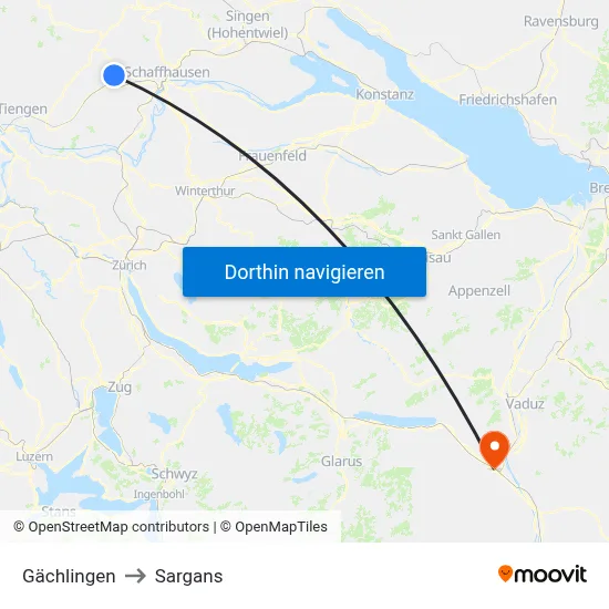 Gächlingen to Sargans map