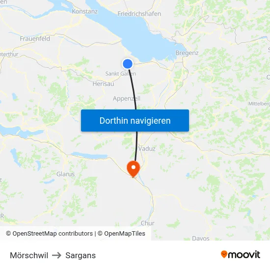 Mörschwil to Sargans map
