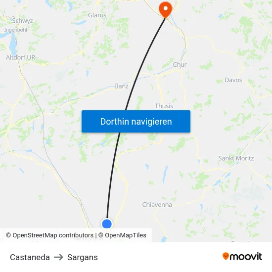 Castaneda to Sargans map