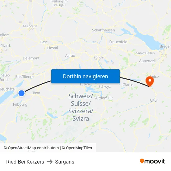 Ried Bei Kerzers to Sargans map