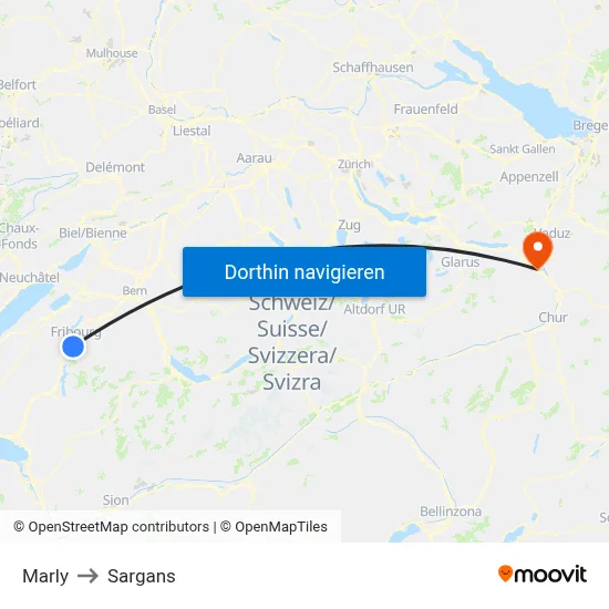 Marly to Sargans map