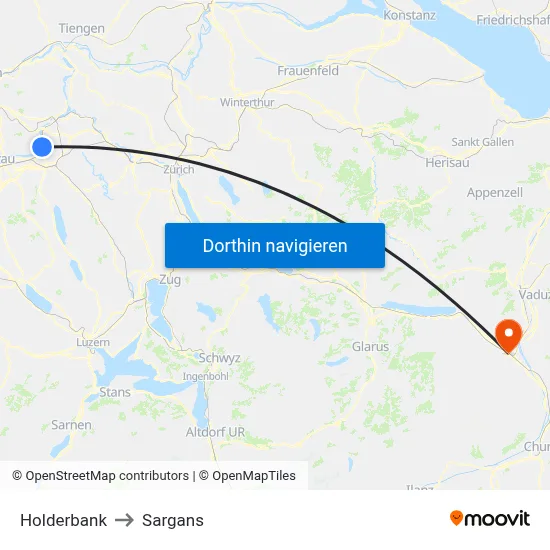 Holderbank to Sargans map